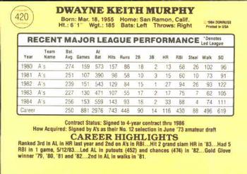 Dwayne Murphy  baseball card collectible - Main Image 2