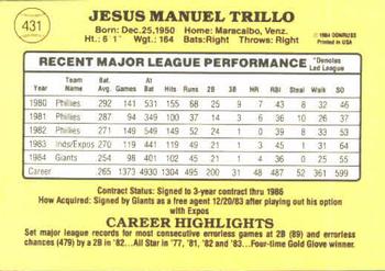 Manny Trillo  baseball card collectible - Main Image 2