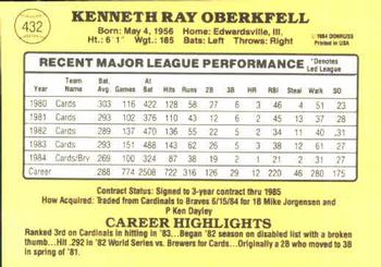 Ken Oberkfell  baseball card collectible - Main Image 2