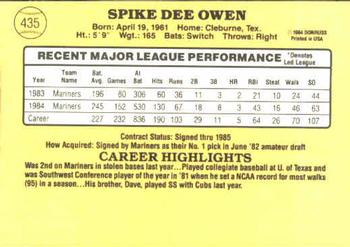 Spike Owen  baseball card collectible - Main Image 2