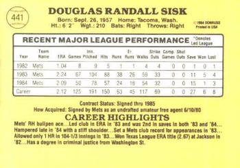 Doug Sisk  baseball card collectible - Main Image 2