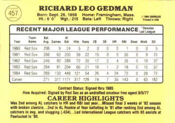 Rich Gedman  baseball card collectible - Main Image 2