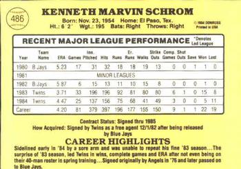 Ken Schrom  baseball card collectible - Main Image 2
