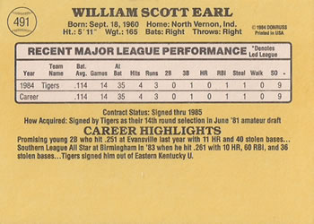 Scottie Earl  baseball card collectible - Main Image 2
