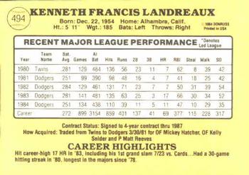 Ken Landreaux  baseball card collectible - Main Image 2