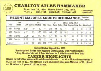 Atlee Hammaker  baseball card collectible - Main Image 2