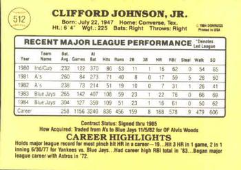 Cliff Johnson  baseball card collectible - Main Image 2