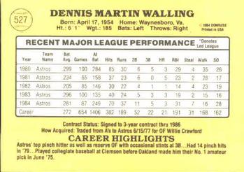 Denny Walling  baseball card collectible - Main Image 2