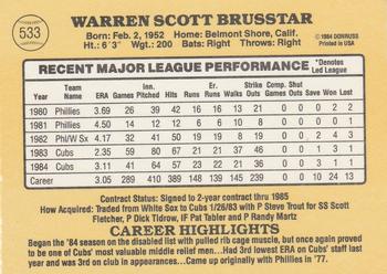 Warren Brusstar  baseball card collectible - Main Image 2