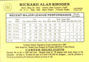 Rick Rhoden  baseball card collectible - Main Image 2