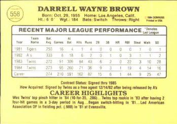 Darrell Brown  baseball card collectible - Main Image 2