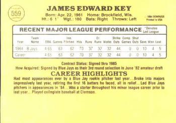 Jimmy Key  baseball card collectible - Main Image 2