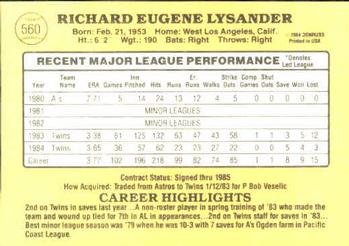 Rick Lysander  baseball card collectible - Main Image 2