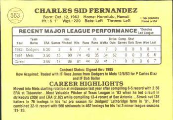 Sid Fernandez  baseball card collectible - Main Image 2