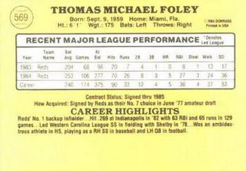 Tom Foley  baseball card collectible - Main Image 2