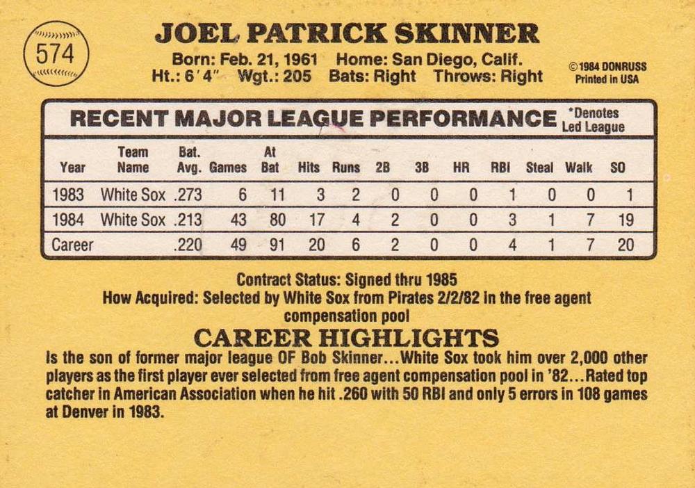 Joel Skinner  baseball card collectible - Main Image 2