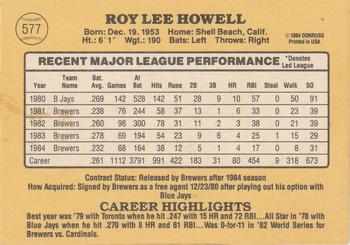 Roy Howell  baseball card collectible - Main Image 2