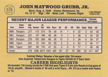 John Grubb  baseball card collectible - Main Image 2