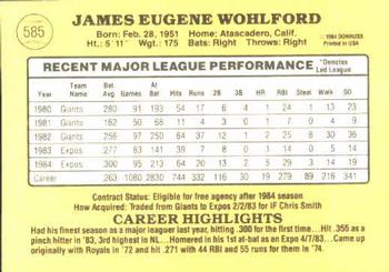 Jim Wohlford  baseball card collectible - Main Image 2
