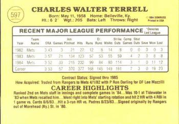 Walt Terrell  baseball card collectible - Main Image 2
