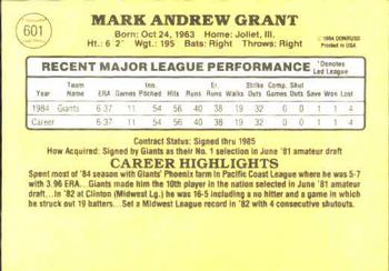 Mark Grant  baseball card collectible - Main Image 2