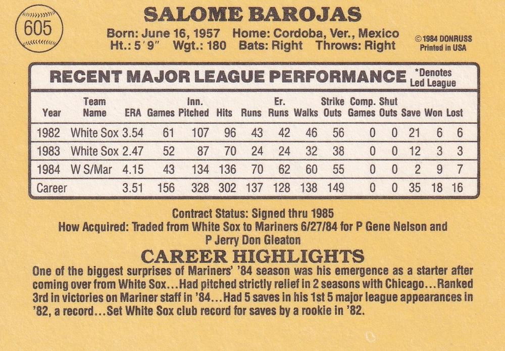 Salome Barojas  baseball card collectible - Main Image 2
