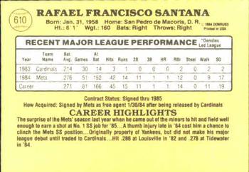 Rafael Santana  baseball card collectible - Main Image 2