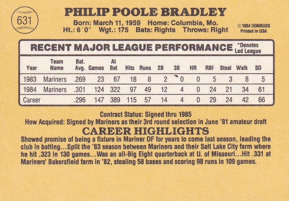 Phil Bradley  baseball card collectible - Main Image 2