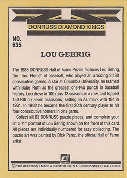 Lou Gehrig  baseball card collectible - Main Image 2