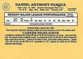 Dan Pasqua  baseball card collectible - Main Image 2