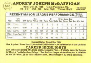 Andy McGaffigan  baseball card collectible - Main Image 2