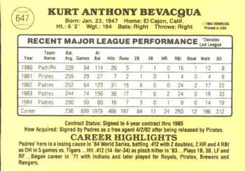 Kurt Bevacqua  baseball card collectible - Main Image 2