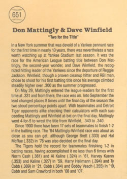 Two For The Title (Don Mattingly / Dave Winfield)  baseball card collectible - Main Image 2