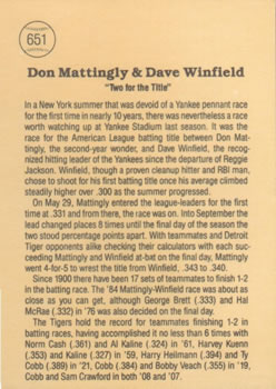 Two For The Title (Don Mattingly / Dave Winfield)  baseball card collectible - Main Image 2