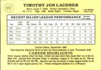 Tim Laudner  baseball card collectible - Main Image 2