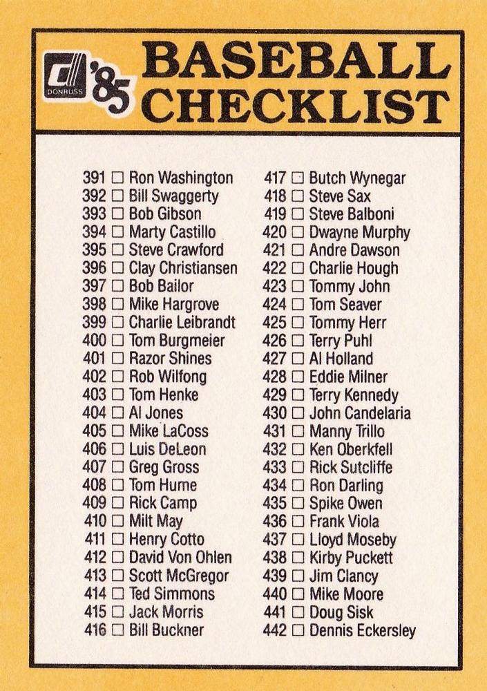 Checklist: 339-442  baseball card collectible - Main Image 2