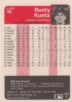 Rusty Kuntz  baseball card collectible - Main Image 2