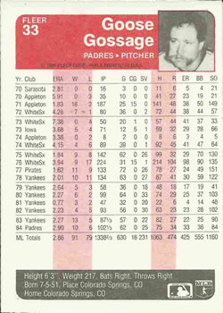 Goose Gossage  baseball card collectible - Main Image 2