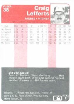 Craig Lefferts  baseball card collectible - Main Image 2