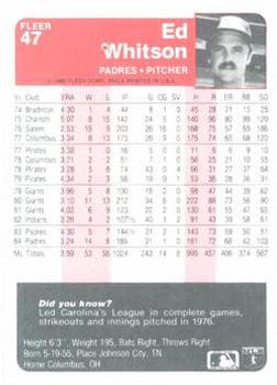 Ed Whitson  baseball card collectible - Main Image 2
