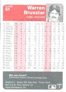 Warren Brusstar  baseball card collectible - Main Image 2