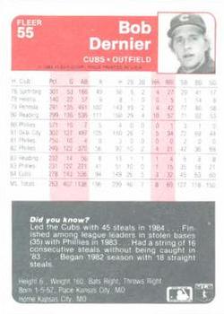 Bob Dernier  baseball card collectible - Main Image 2
