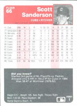 Scott Sanderson  baseball card collectible - Main Image 2