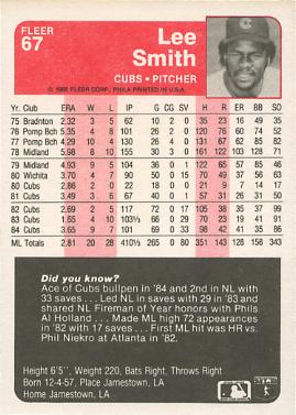 Lee Smith  baseball card collectible - Main Image 2