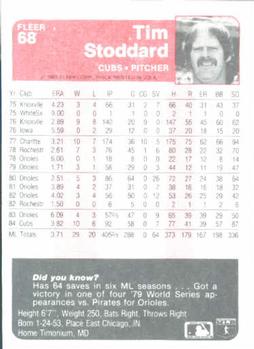 Tim Stoddard  baseball card collectible - Main Image 2