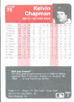 Kelvin Chapman  baseball card collectible - Main Image 2