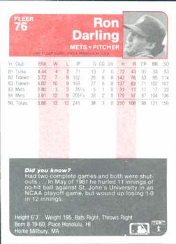 Ron Darling  baseball card collectible - Main Image 2