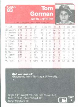 Tom  Gorman  baseball card collectible - Main Image 2