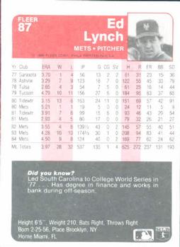 Ed Lynch  baseball card collectible - Main Image 2