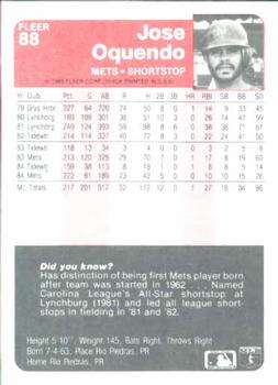 Jose Oquendo  baseball card collectible - Main Image 2